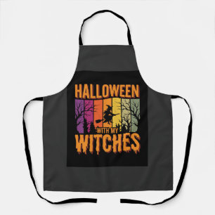Halloween Met Mijn Heksen Retro Zonsondergang Schort