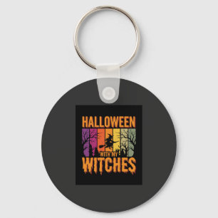 Halloween Met Mijn Heksen Retro Zonsondergang Sleutelhanger