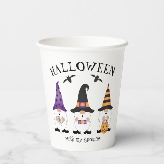 Halloween met mijn Paarse Sinaasappel van Gnomen Papieren Bekers (Achterkant)