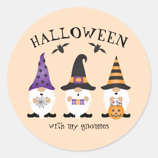 Halloween met mijn Paarse Sinaasappel van Gnomen Ronde Sticker (Voorkant)