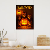 Halloween met oranje kat Digitale Kunst Poster (Keuken)