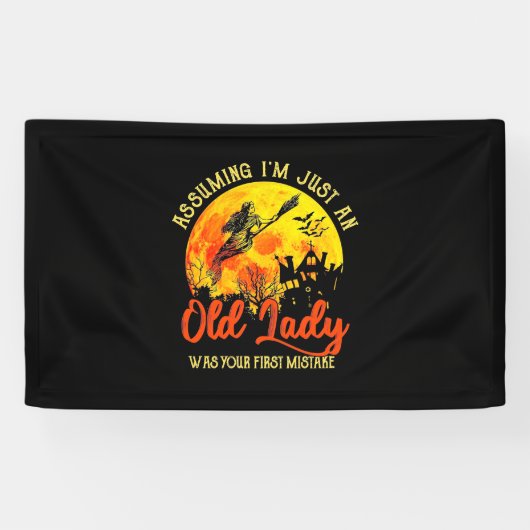 Halloween met ouwe dame spandoek (Horizontaal)