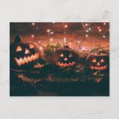 Halloween met pompoenen en lichtjes briefkaart (Voorkant)