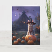 Halloween met Schattigee Cat en Pompoenen Scary Ma Kaart (Voorkant)