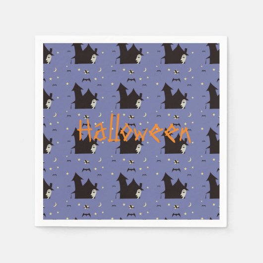 Halloween met spoken heksen en vleermuizen servetten (Voorkant)
