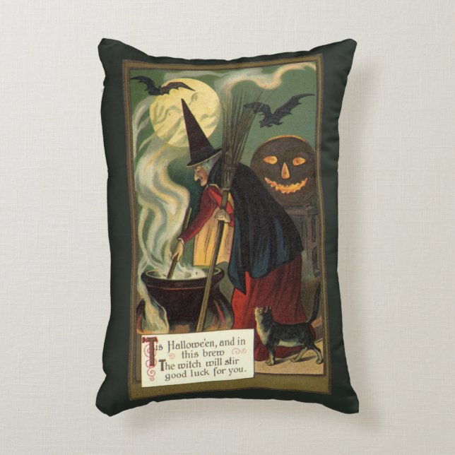  Halloween met twee Design met een schopende heks Accent Kussen (Voorkant(Verticaal))