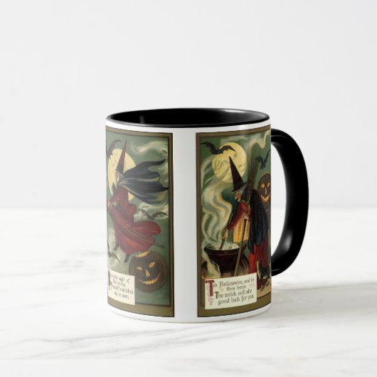 Halloween met twee Design met een schopende heks Mok (Voorkant rechts)
