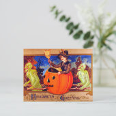 Halloween met vintage goblins feestdagenkaart (Staand voorkant)