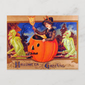 Halloween met vintage goblins feestdagenkaart (Voorkant)