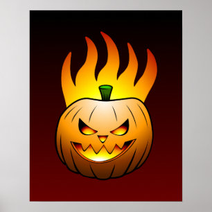 Halloween met vurige Jack O'lantern Poster