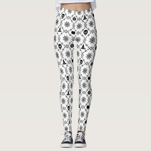 Halloween met zwarte schedels leggings (Voorkant)