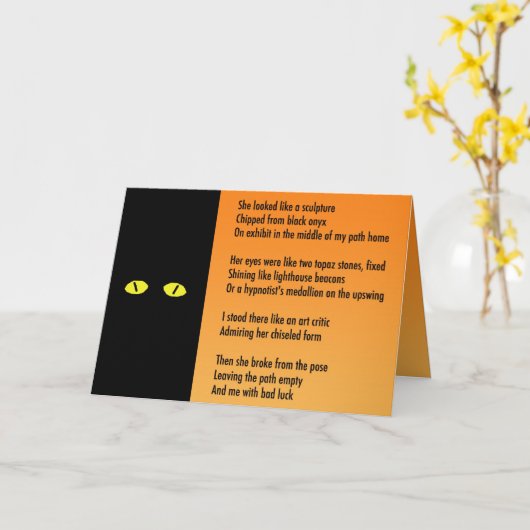 Halloween metafoor gedicht Kaart - Black Cat (Gele Bloem)
