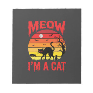 Halloween Miauw Ik ben een kat Retro zonsondergang Notitieblok