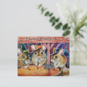 Halloween Mice Brewing Pumpkin Ale Waterverf Art Briefkaart (Staand voorkant)