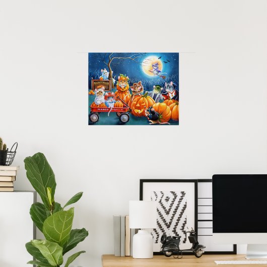 Halloween Mice in Pumpkin Patch Waterverf 16x20 Poster (Thuiskantoor)