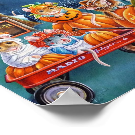 Halloween Mice in Pumpkin Patch Waterverf 8x10 Poster (Hoek)