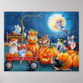 Halloween Mice in Pumpkin Patch Waterverf 8x10 Poster (Voorkant)