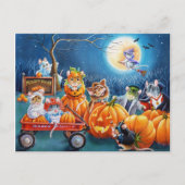 Halloween Mice in Pumpkin Patch Waterverf Art Briefkaart (Voorkant)