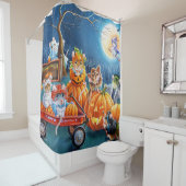 Halloween Mice in Pumpkin Patch Waterverf Art Douchegordijn (In situ)