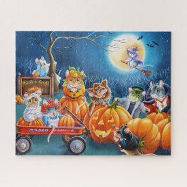 Halloween Mice in Pumpkin Patch Waterverf Art Legpuzzel