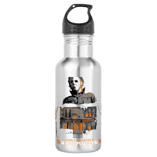 Halloween Michael en House Illustration Waterfles (Voorkant)