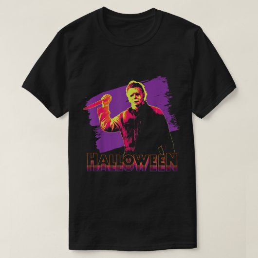 Halloween Michael Myers Neon Portret T-shirt (Design voorkant)