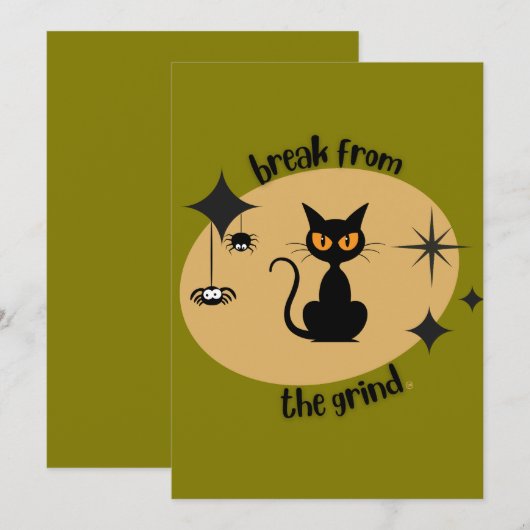 Halloween Mid-Century BFTG Kaart (Voorkant / Achterkant)