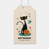 Halloween Mid Century Black Cat Cadeaulabel (Voorkant)