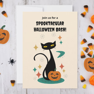 Halloween Mid Century Black Cat Kaart
