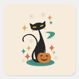 Halloween Mid Century Black Cat Sticker