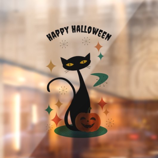 Halloween Mid Century Black Cat Sticker (Vel 2)