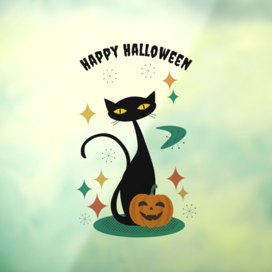 Halloween Mid Century Black Cat Sticker (Vel 3)
