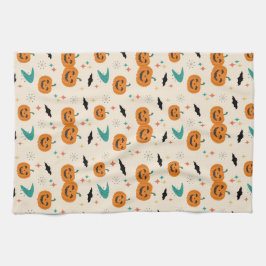 Halloween Mid Century Pumpkins Patroon Theedoek