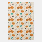 Halloween Mid Century Pumpkins Patroon Theedoek (Verticaal)