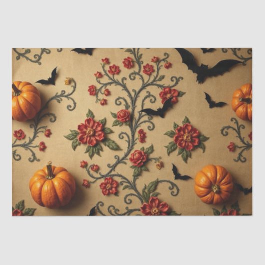 Halloween Middeleeuws Frans Patroon Tissuepapier (Voorkant)