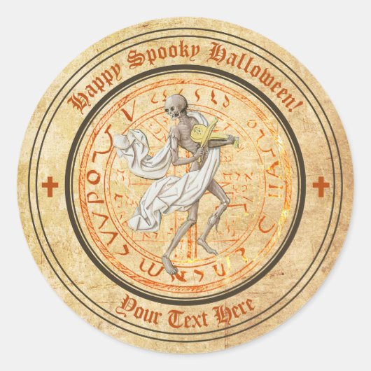 Halloween middeleeuwse musicing skelet Sticker (Voorkant)