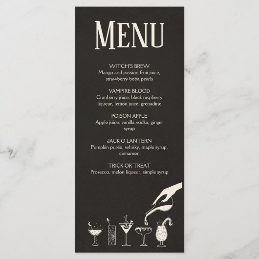 Halloween, midden eeuw, modern cocktailmenu programmakaart (Voorkant)