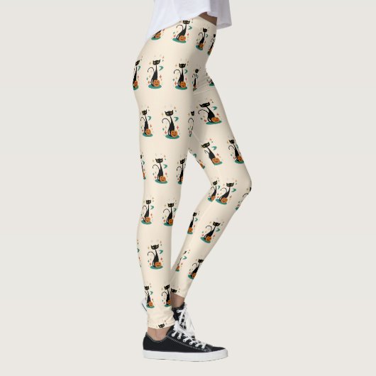 Halloween Midden Eeuw Zwarte Kat Leggings (Rechts)