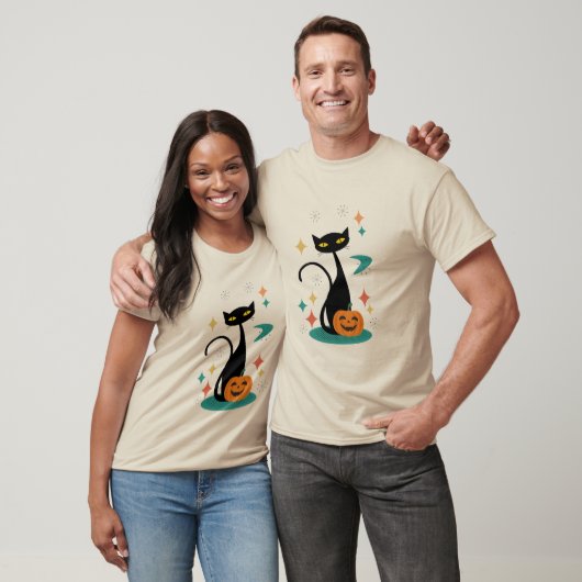 Halloween Midden Eeuw Zwarte Kat T-shirt (Unisex)