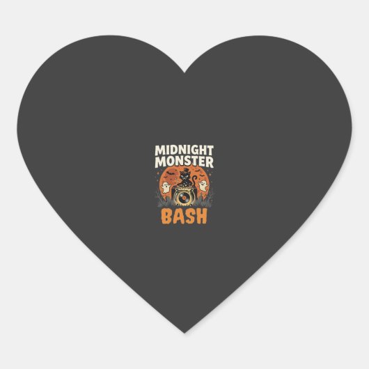 Halloween Middernacht Monster Bash Hart Sticker (Voorkant)