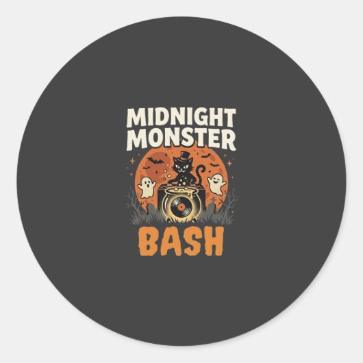 Halloween Middernacht Monster Bash Ronde Sticker (Voorkant)