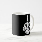 Halloween Middle Finger Skeleton Hand Skull Koffiemok (Voorkant rechts)
