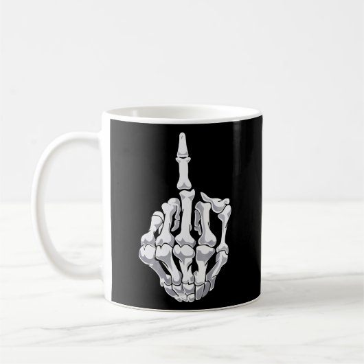 Halloween Middle Finger Skeleton Hand Skull Koffiemok (Links)