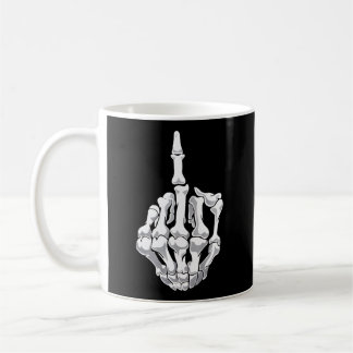 Halloween Middle Finger Skeleton Hand Skull Koffiemok