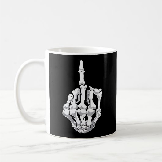 Halloween Middle Finger Skeleton Hand Skull Koffiemok (Links)