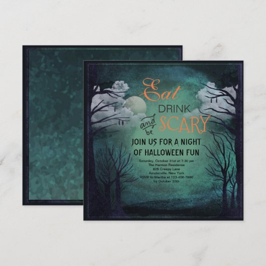 Halloween Midnight Uitnodiging (Voorkant / Achterkant)