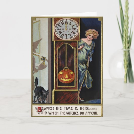  Halloween Midnight Witch Wenskaart Feestdagen Kaart (Voorkant)