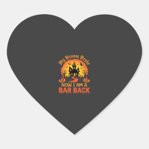 Halloween Mijn Bezem Brak Bar Back Heks Hart Sticker