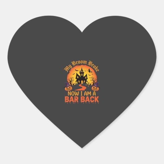 Halloween Mijn Bezem Brak Bar Back Heks Hart Sticker (Voorkant)