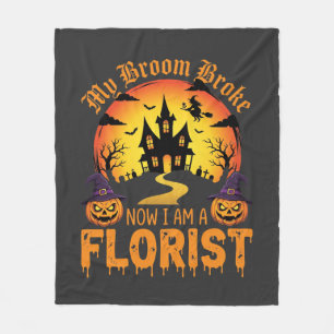 Halloween Mijn Bezem Brak Bloemist Heks Fleece Deken